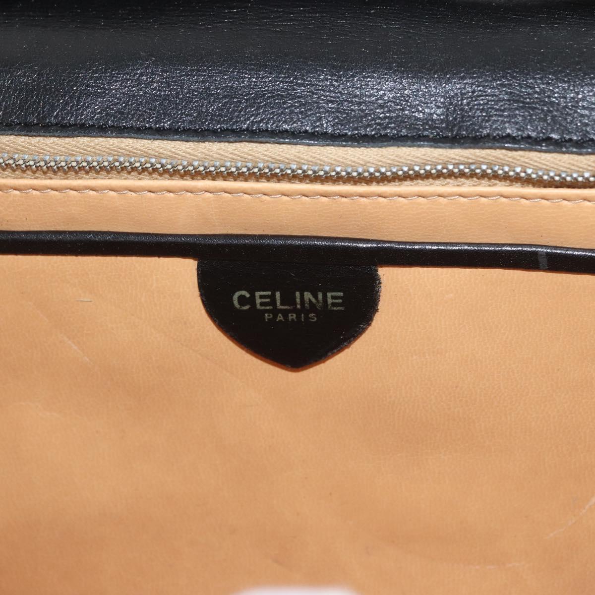 CELINE Shoulder Bag Leather Black Gold Auth BAZ622A