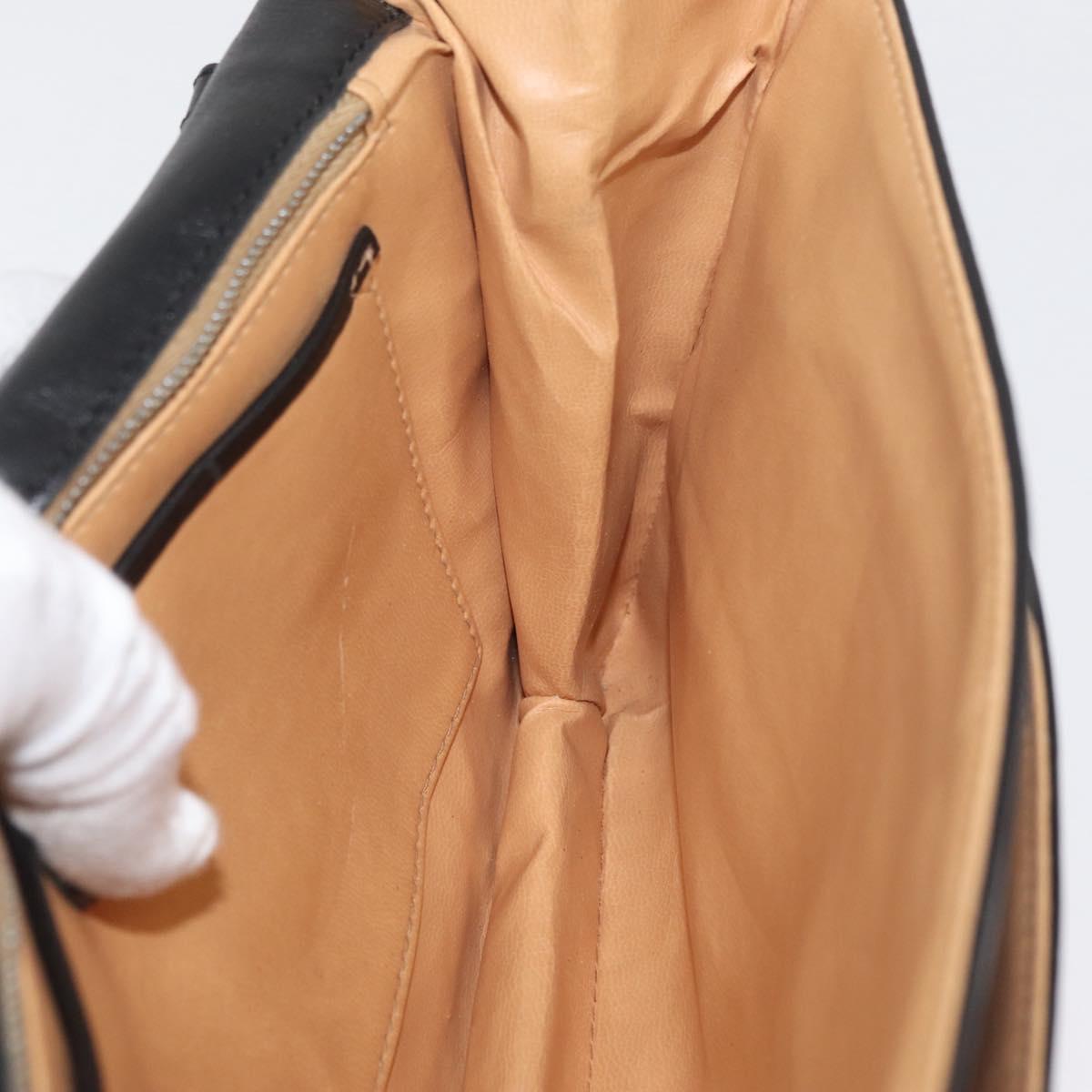 CELINE Shoulder Bag Leather Black Gold Auth BAZ622A