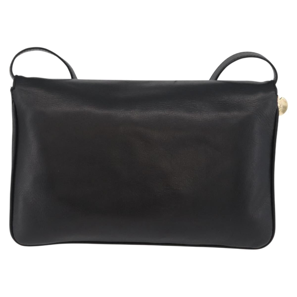 CELINE Shoulder Bag Leather Black Gold Auth BAZ622A
