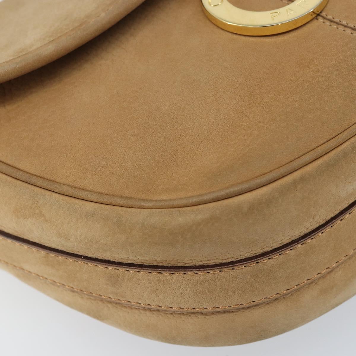 CELINE Shoulder Bag Leather Beige Gold Auth BAZ624A