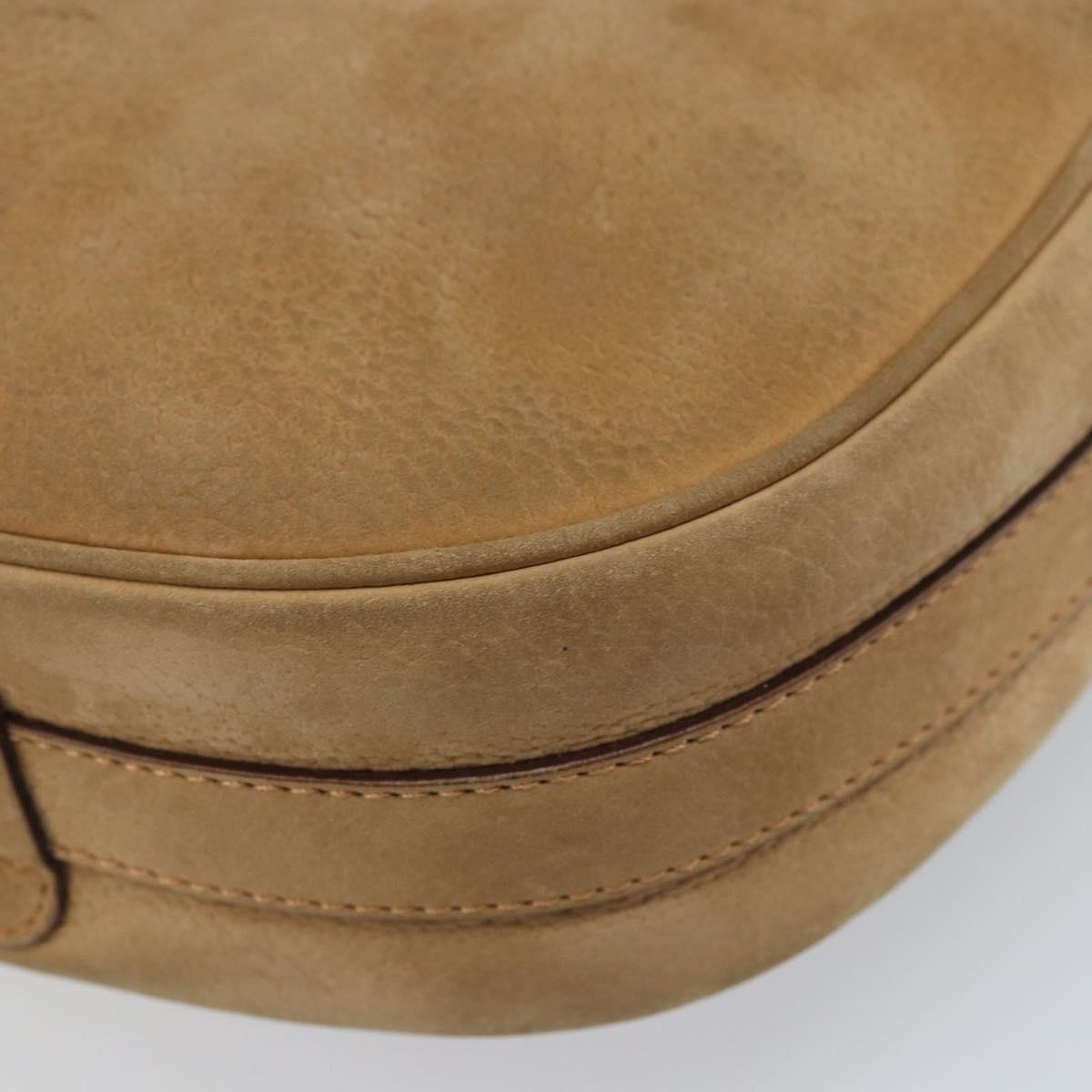 CELINE Shoulder Bag Leather Beige Gold Auth BAZ624A