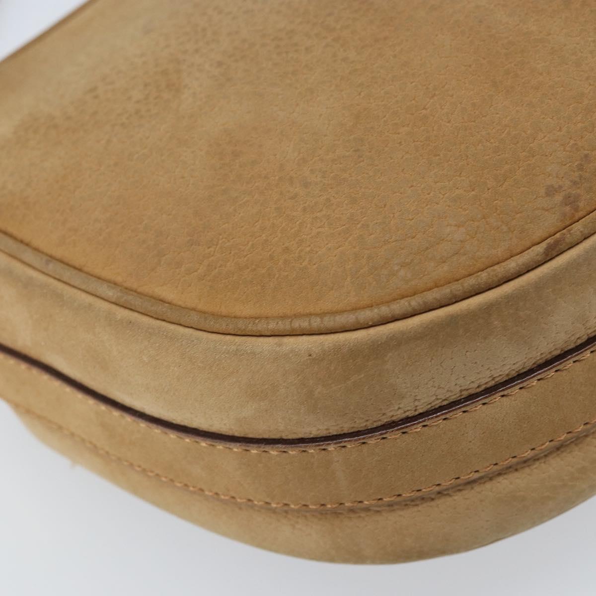 CELINE Shoulder Bag Leather Beige Gold Auth BAZ624A