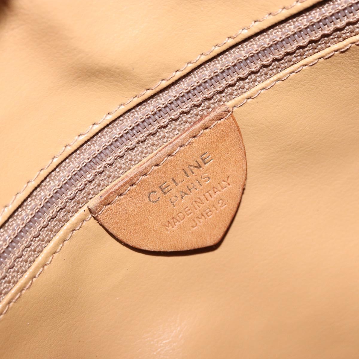 CELINE Shoulder Bag Leather Beige Gold Auth BAZ624A