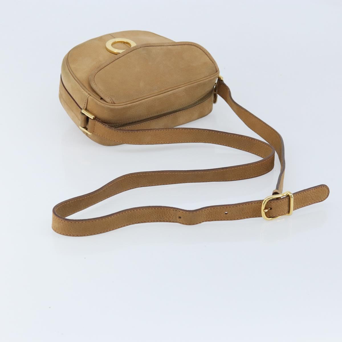 CELINE Shoulder Bag Leather Beige Gold Auth BAZ624A