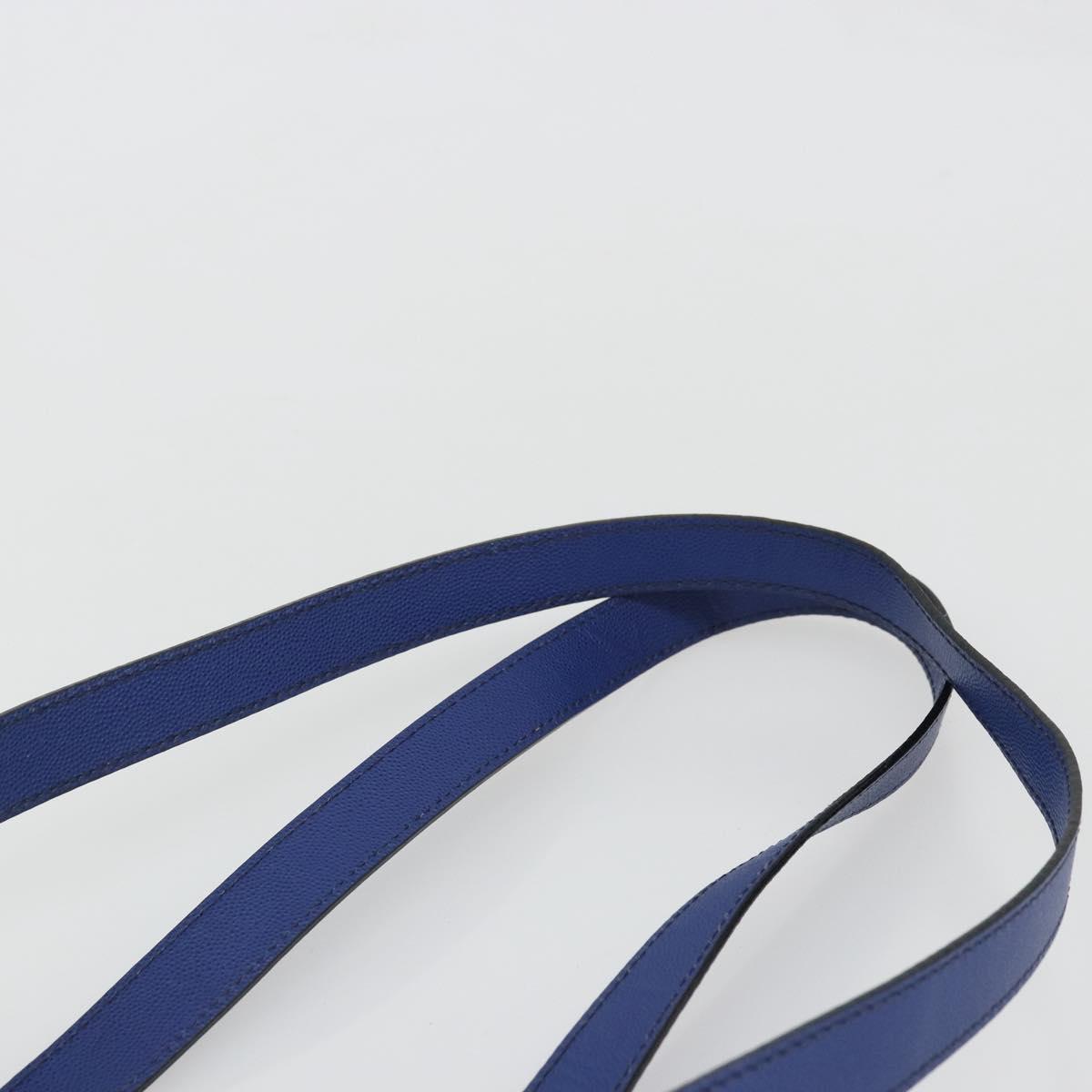 CELINE Shoulder Bag Leather Blue Gold Auth BAZ626A