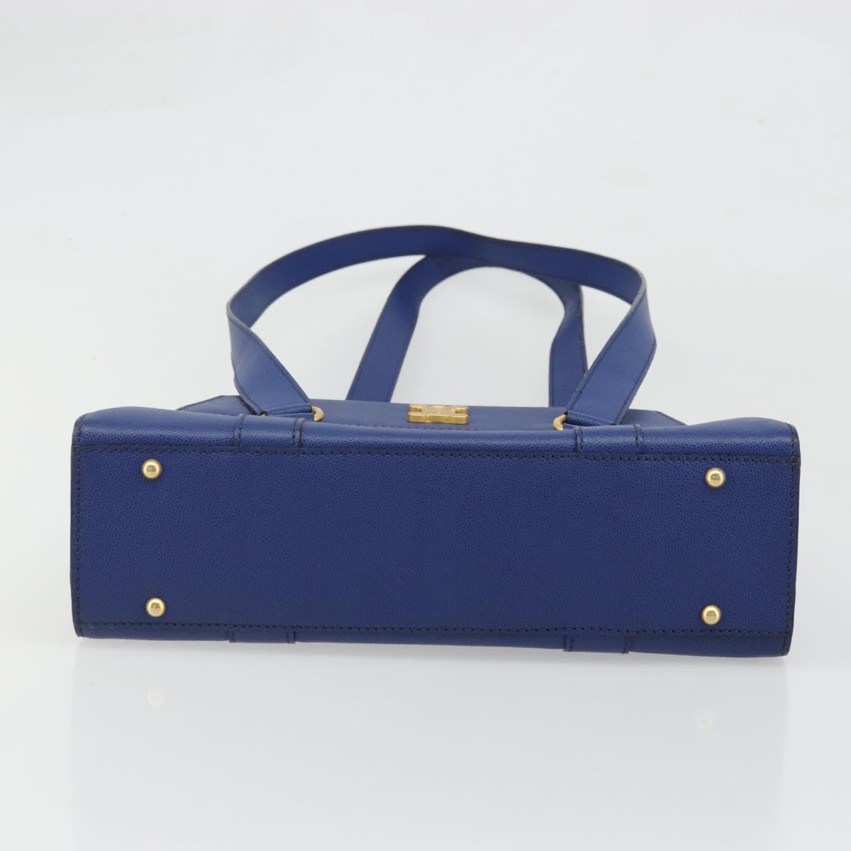 CELINE Shoulder Bag Leather Blue Gold Auth BAZ626A