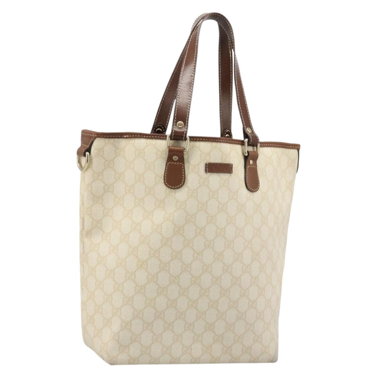 GUCCI GG Supreme Tote Bag PVC Ivory Gold 189896 Auth BAZ627