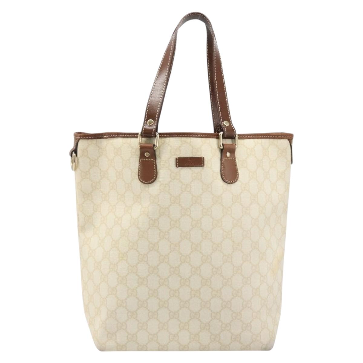 GUCCI GG Supreme Tote Bag PVC Ivory Gold 189896 Auth BAZ627