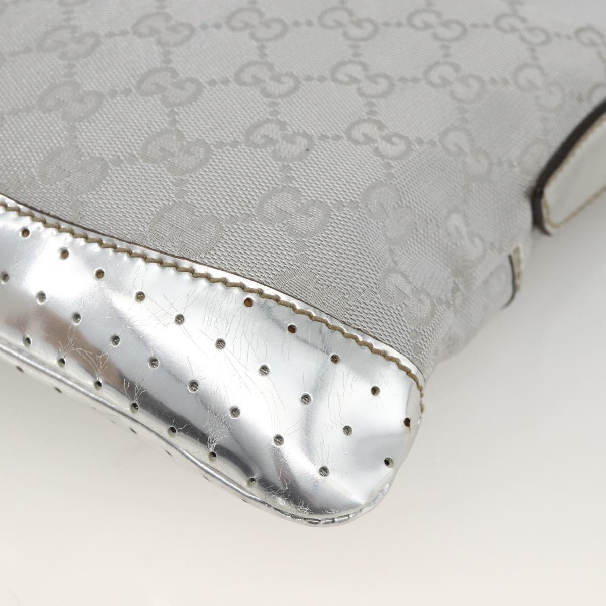 GUCCI GG Canvas Shoulder Bag Silver 147671 Auth BAZ628A