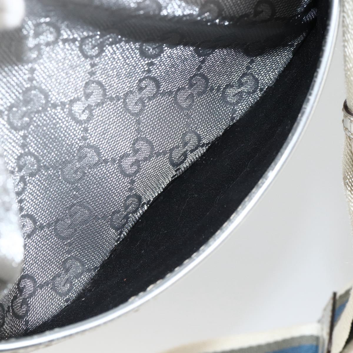 GUCCI GG Canvas Shoulder Bag Silver 147671 Auth BAZ628A