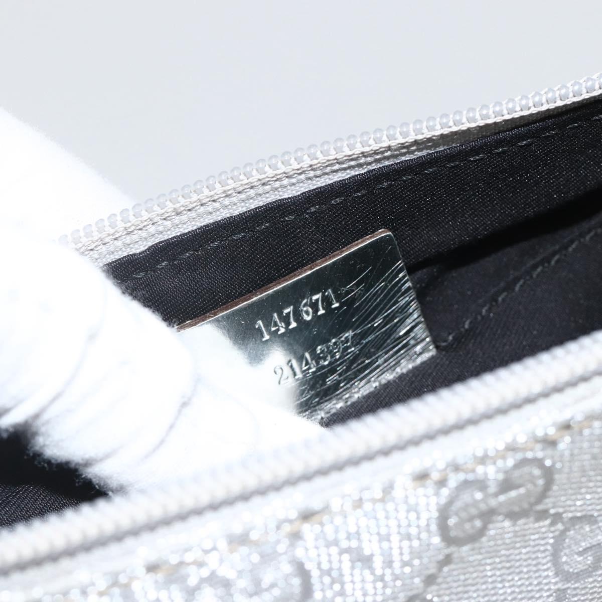 GUCCI GG Canvas Shoulder Bag Silver 147671 Auth BAZ628A