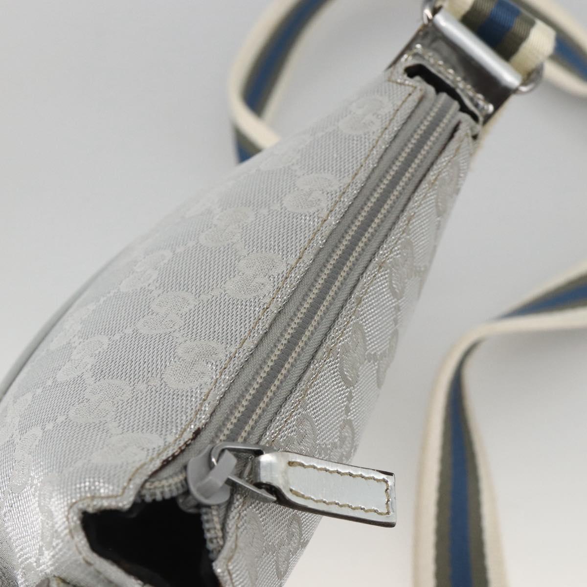 GUCCI GG Canvas Shoulder Bag Silver 147671 Auth BAZ628A