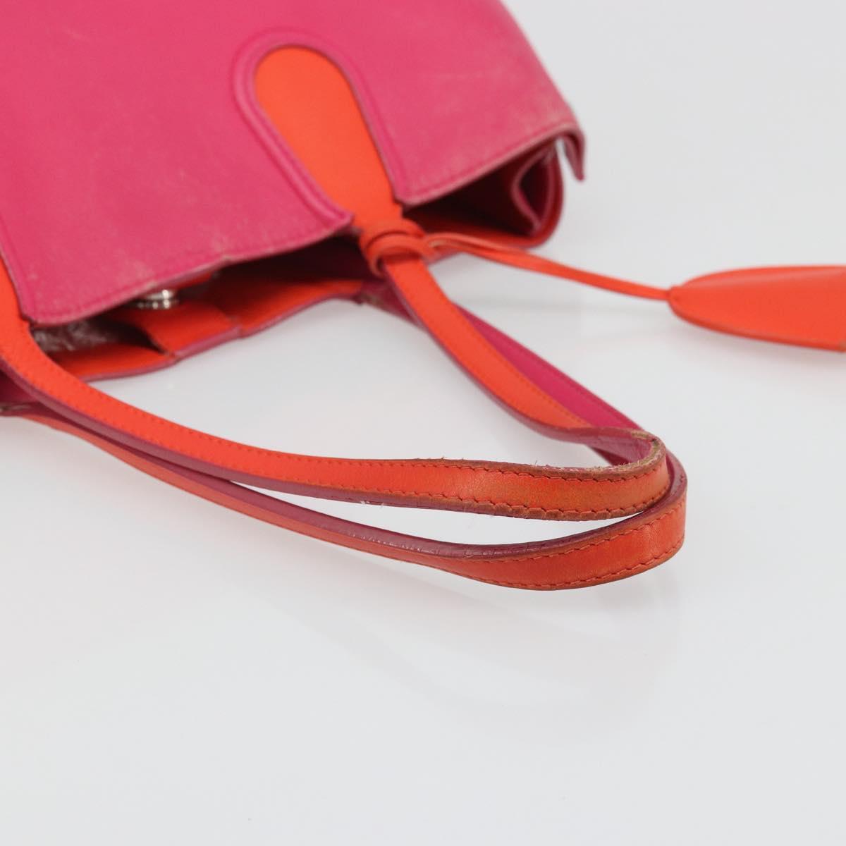 Christian Dior Tote Bag Leather Pink Silver Auth BAZ635A