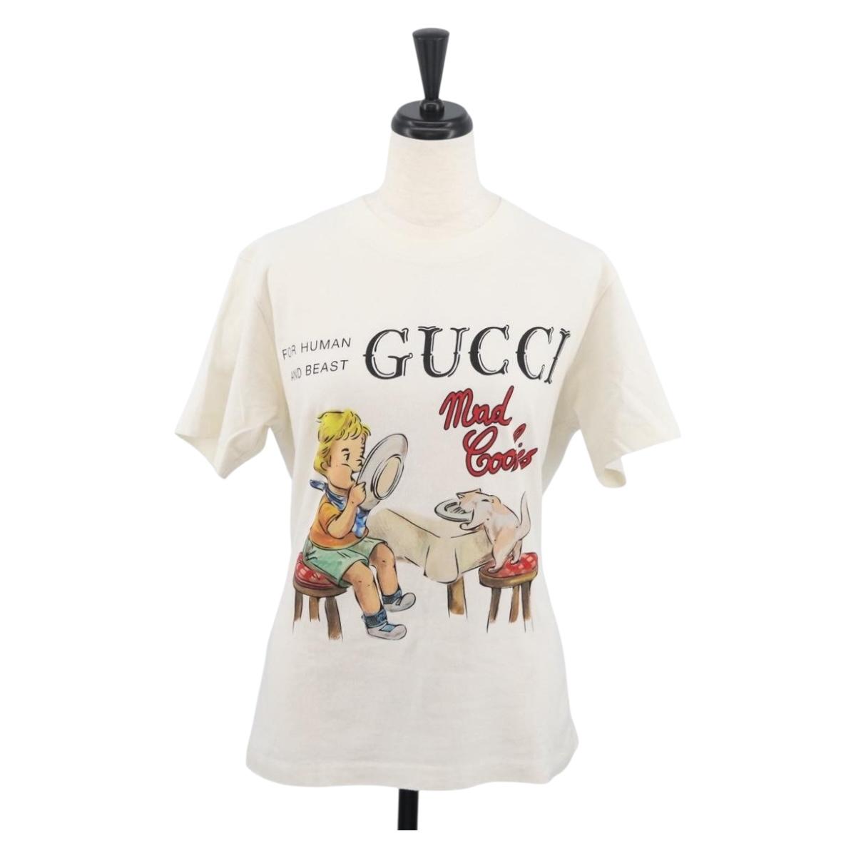 GUCCI Short Sleeved T Shirt Cotton White Auth BAZ660A