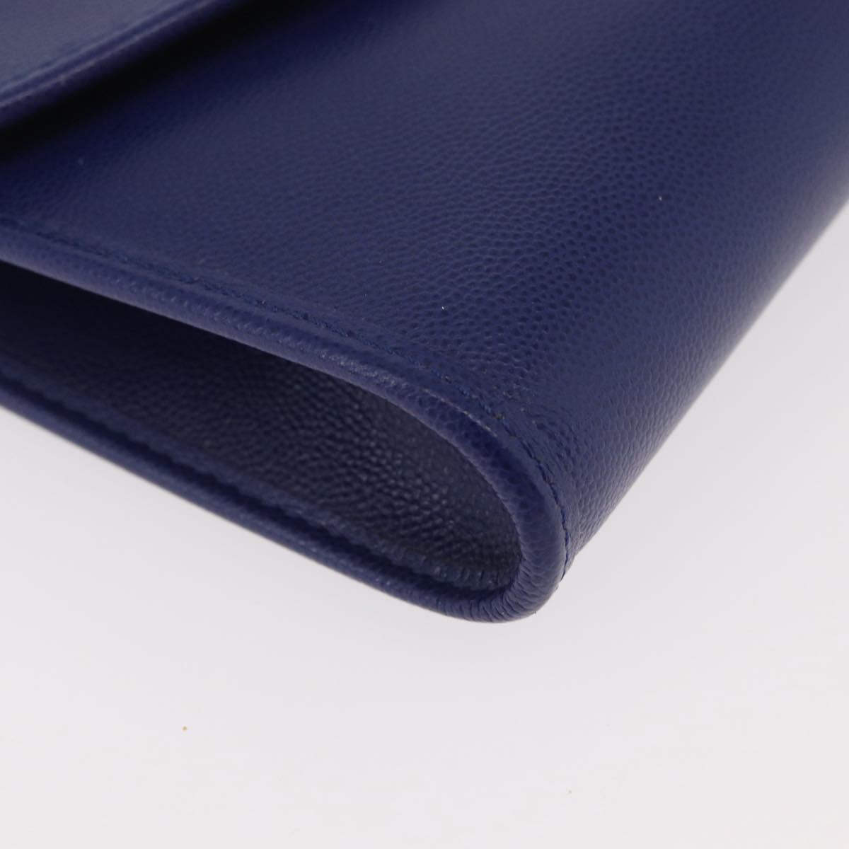 BALLY Chain Shoulder Bag Leather Blue Gold Auth BAZ686A