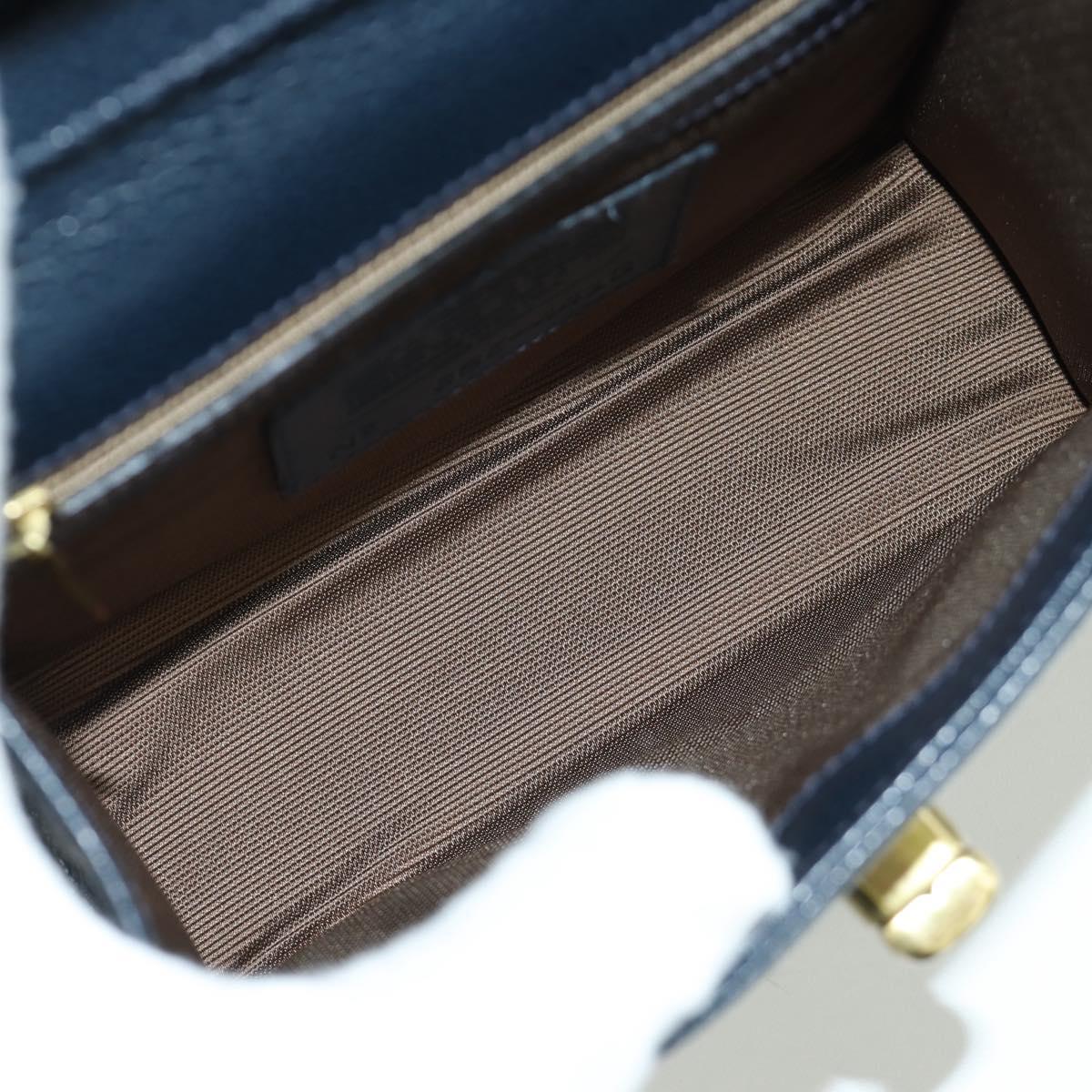 Coach Hand Bag Leather 2way Navy Gold Auth BAZ689A