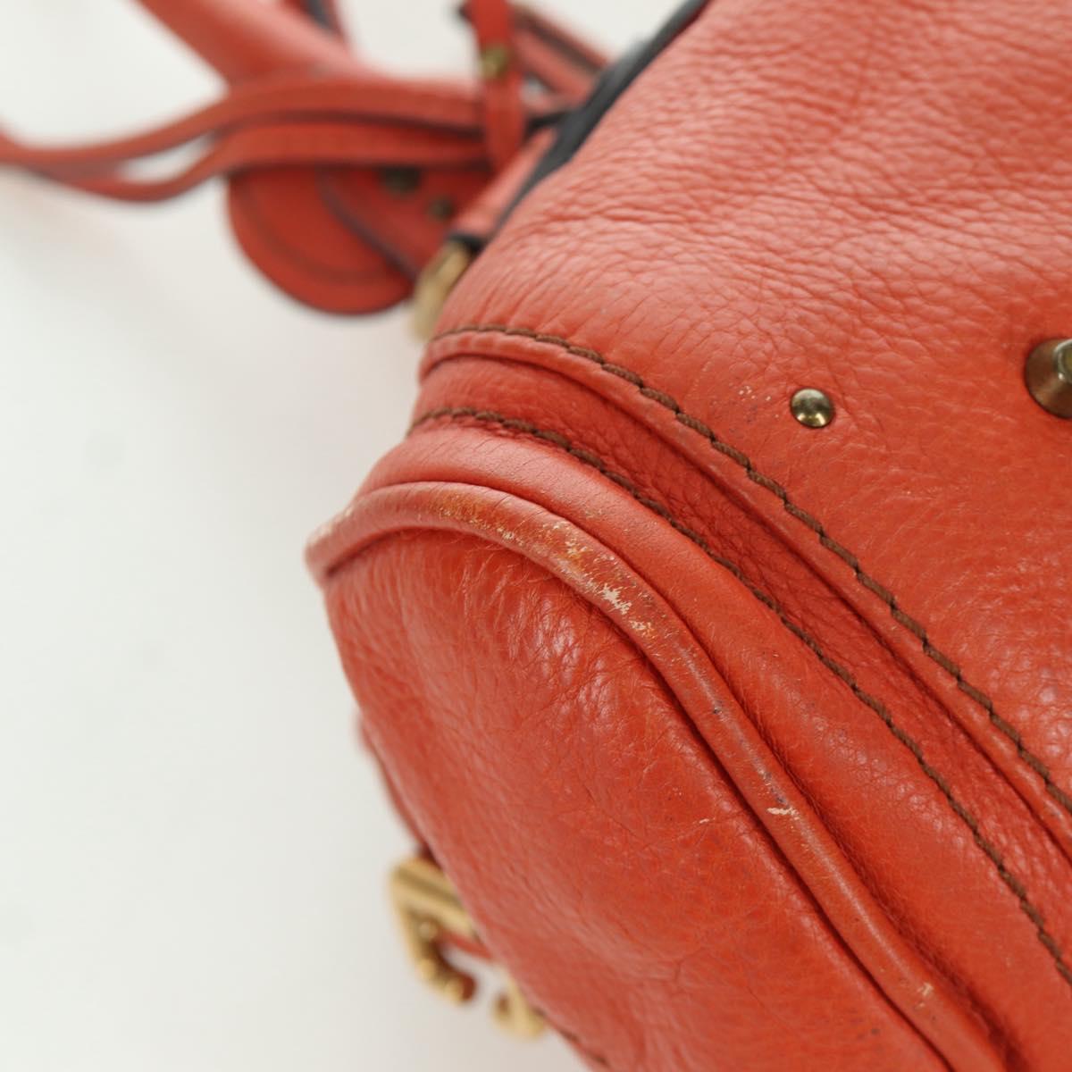 Chloe Paddington Hand Bag Leather Orange Silver gold Auth BAZ691V