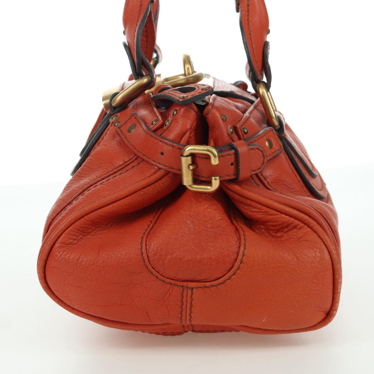 Chloe Paddington Hand Bag Leather Orange Silver gold Auth BAZ691V