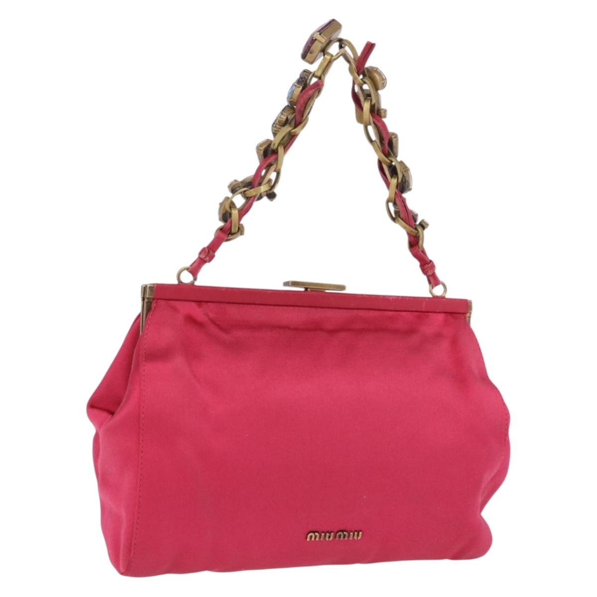 Miu Miu Accessory Pouch Satin Pink Auth BAZ697