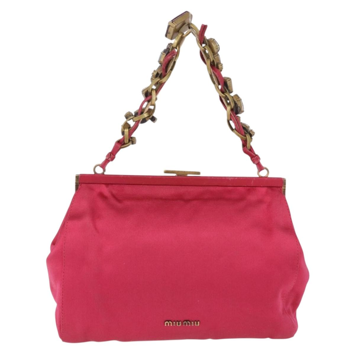 Miu Miu Accessory Pouch Satin Pink Auth BAZ697