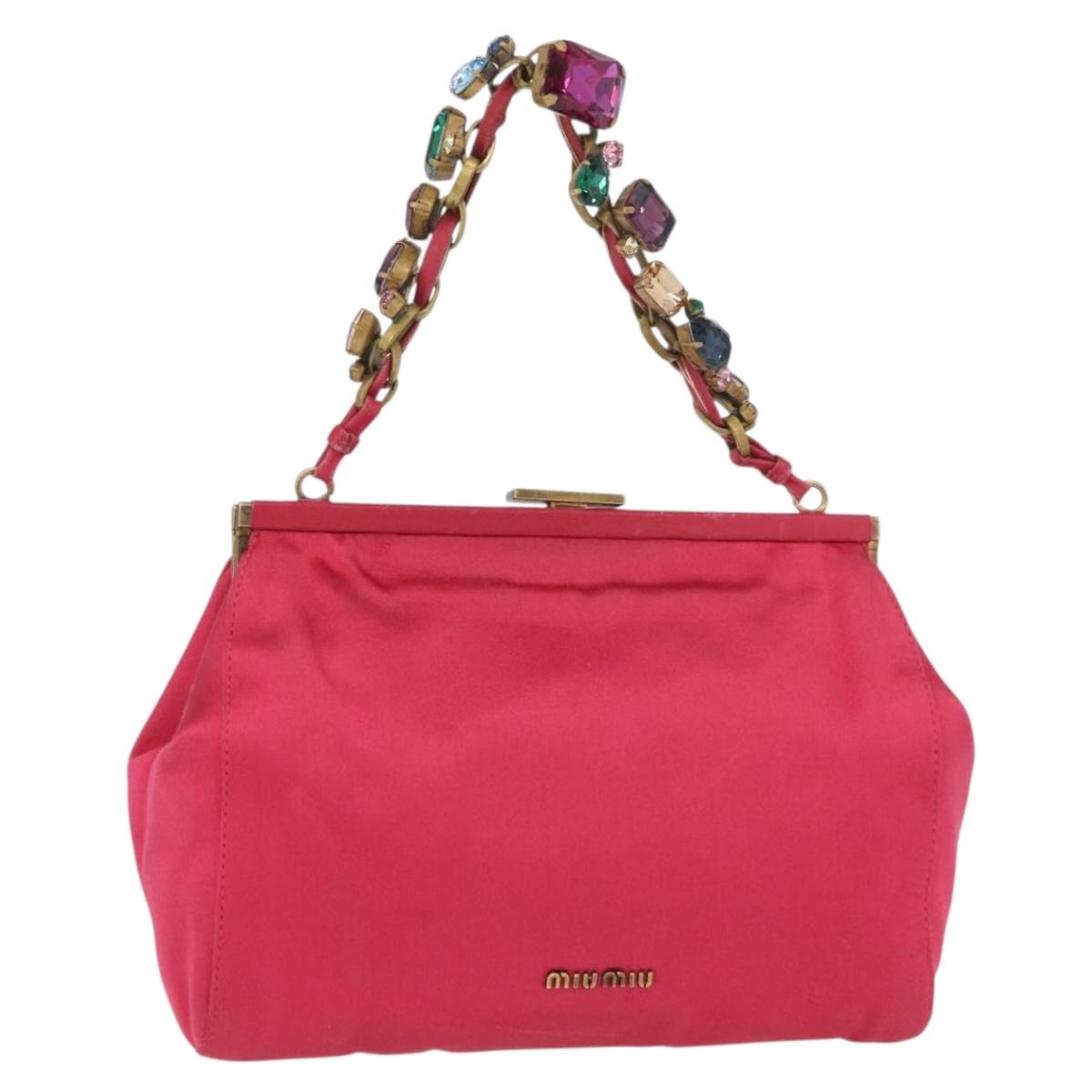Miu Miu Accessory Pouch Satin Pink Auth BAZ697V
