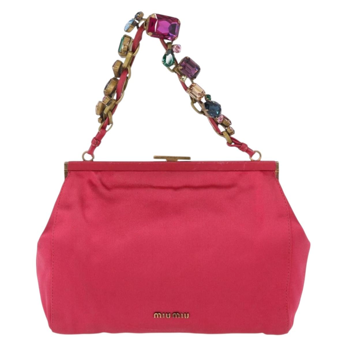 Miu Miu Accessory Pouch Satin Pink Auth BAZ697V