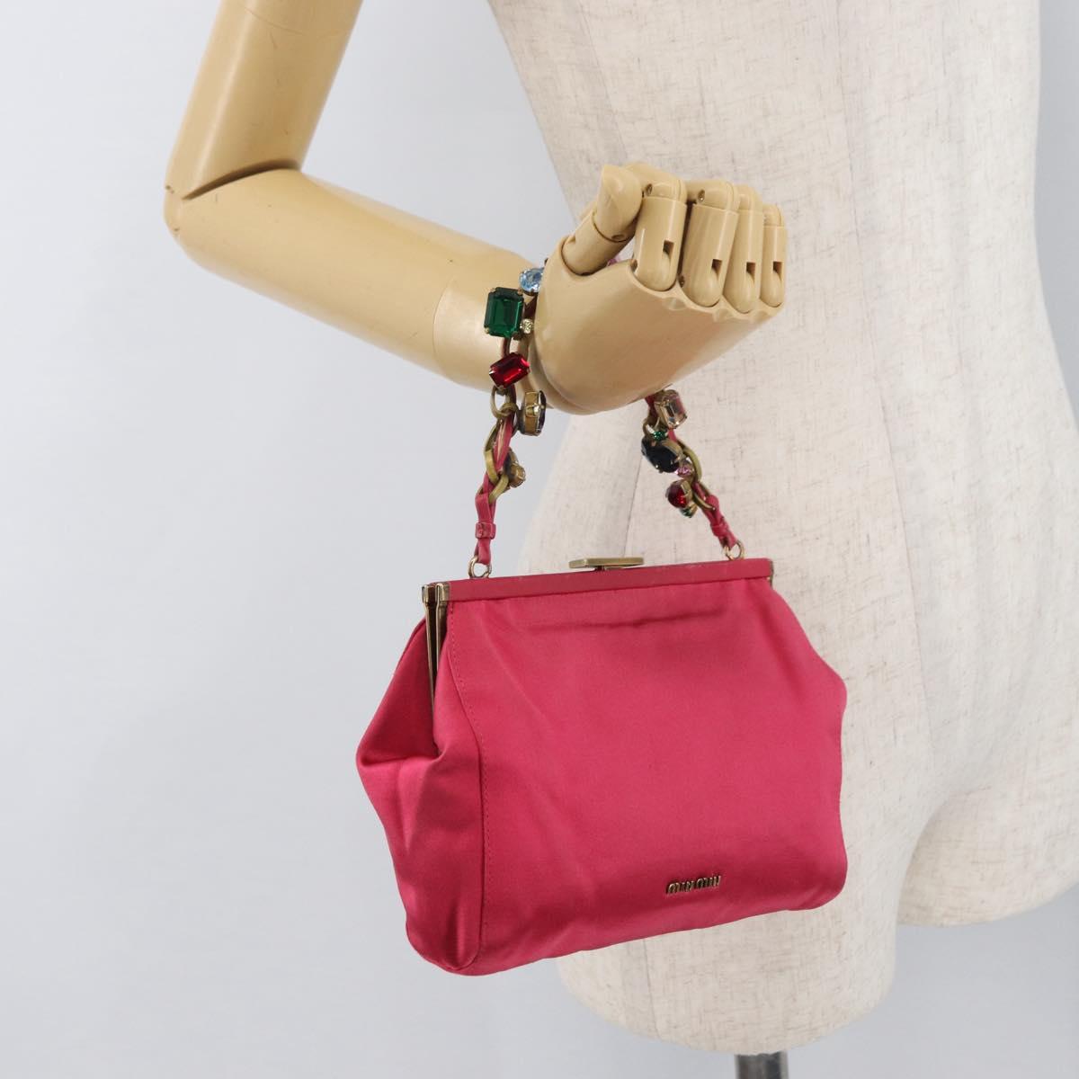 Miu Miu Accessory Pouch Satin Pink Auth BAZ697V
