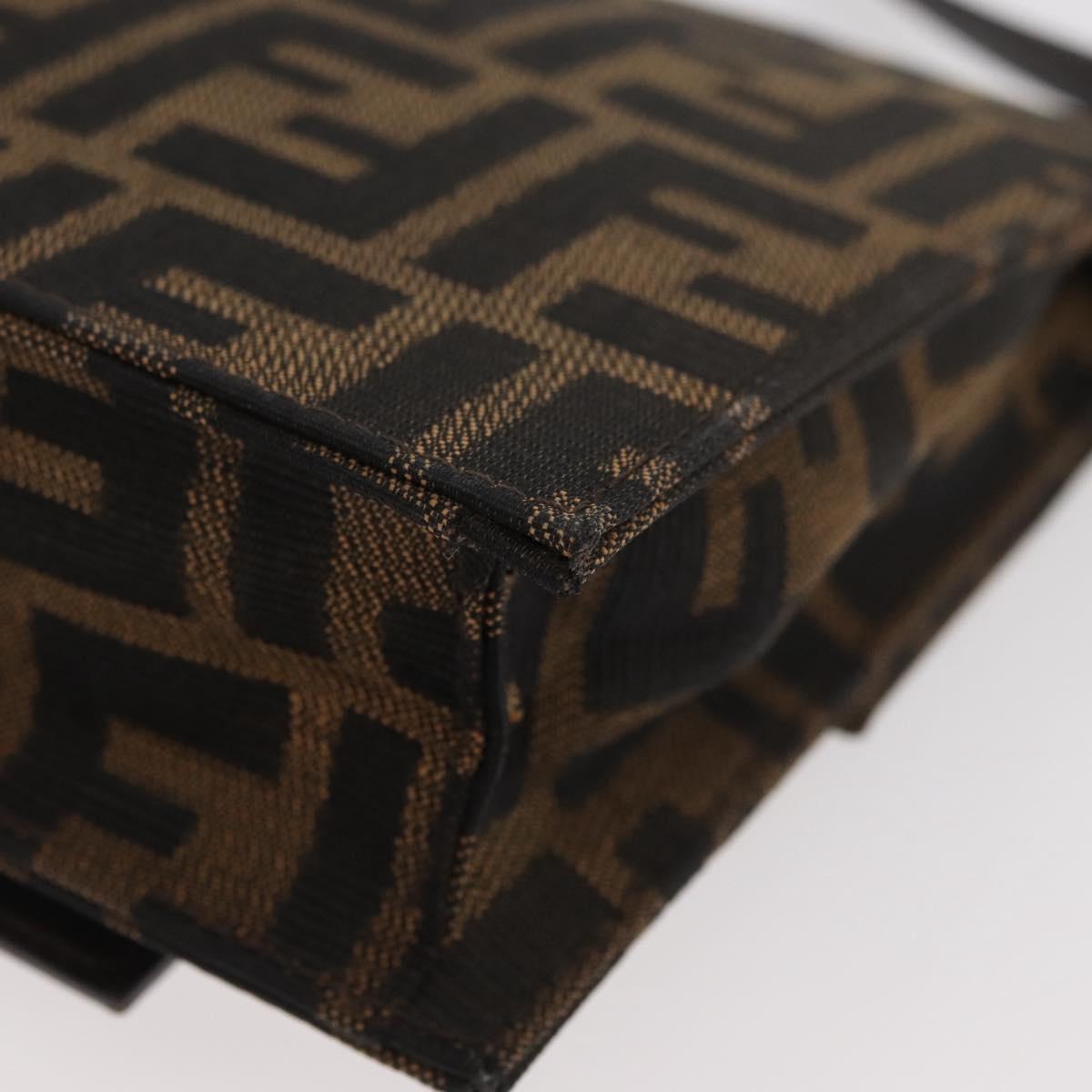 FENDI Zucca Canvas Mamma Baguette Shoulder Bag Black Brown Auth BAZ699V