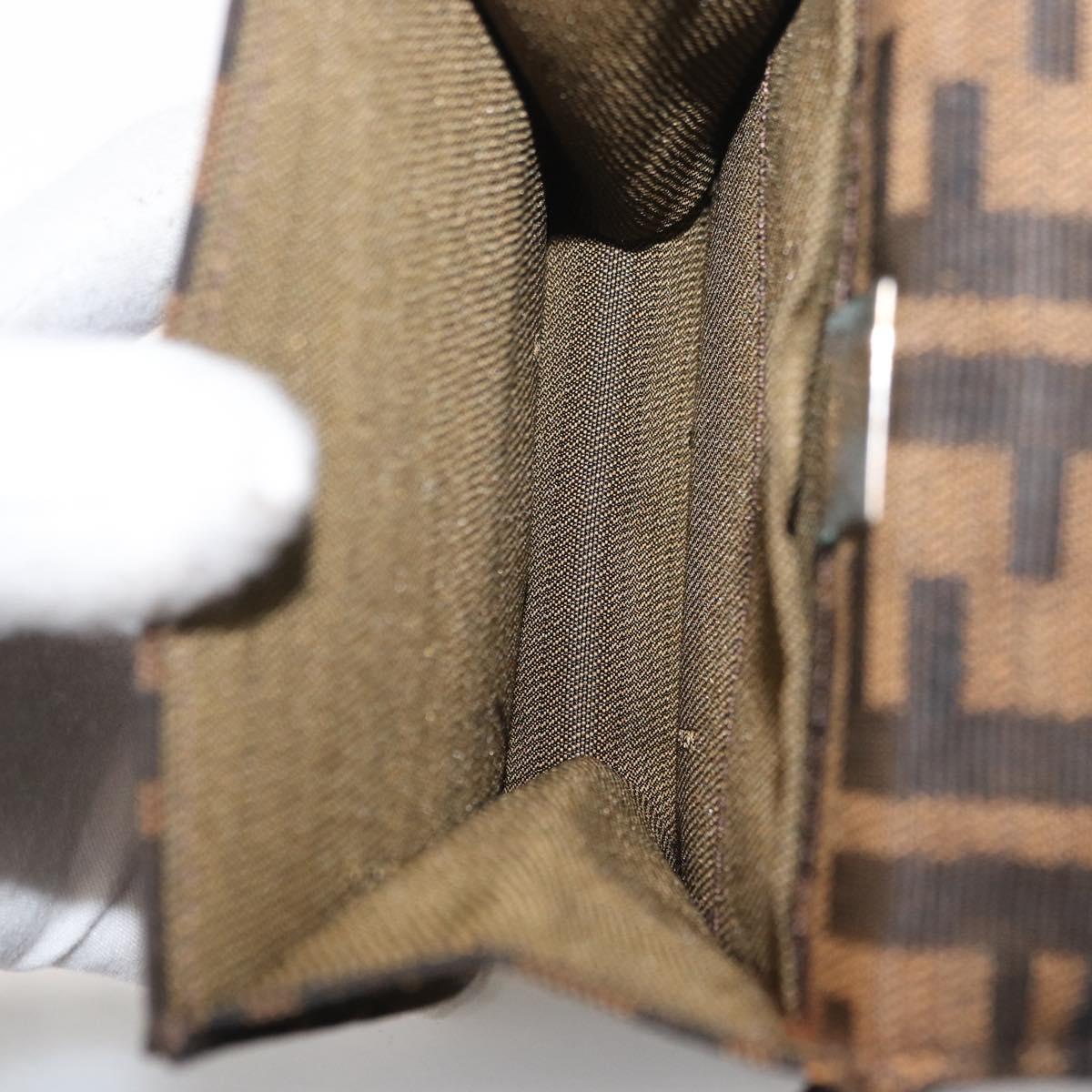 FENDI Zucca Canvas Mamma Baguette Shoulder Bag Black Brown Auth BAZ699V