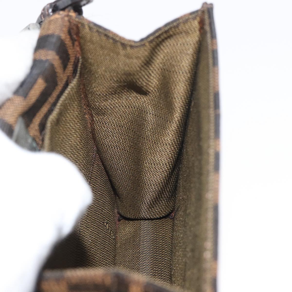 FENDI Zucca Canvas Mamma Baguette Shoulder Bag Black Brown Auth BAZ699V