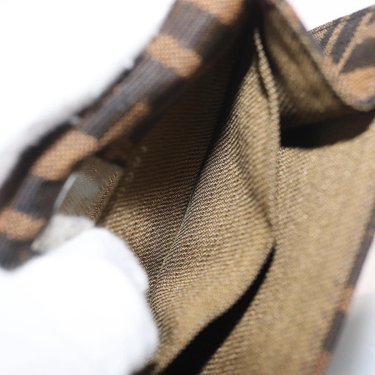 FENDI Zucca Canvas Mamma Baguette Shoulder Bag Black Brown Auth BAZ699V