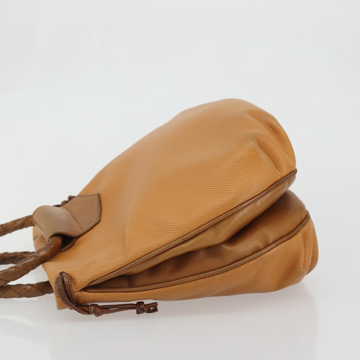 BOTTEGA VENETA Hand Bag PVC Canvas Beige Gold Auth BAZ703