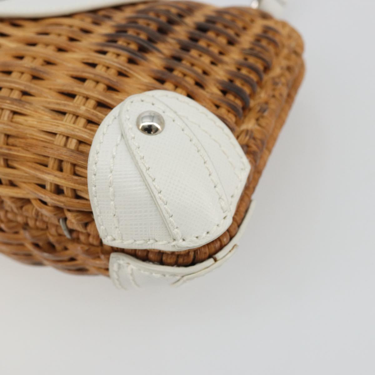 Salvatore Ferragamo Gancini Accessory Pouch Rattan Beige White Auth BAZ704A