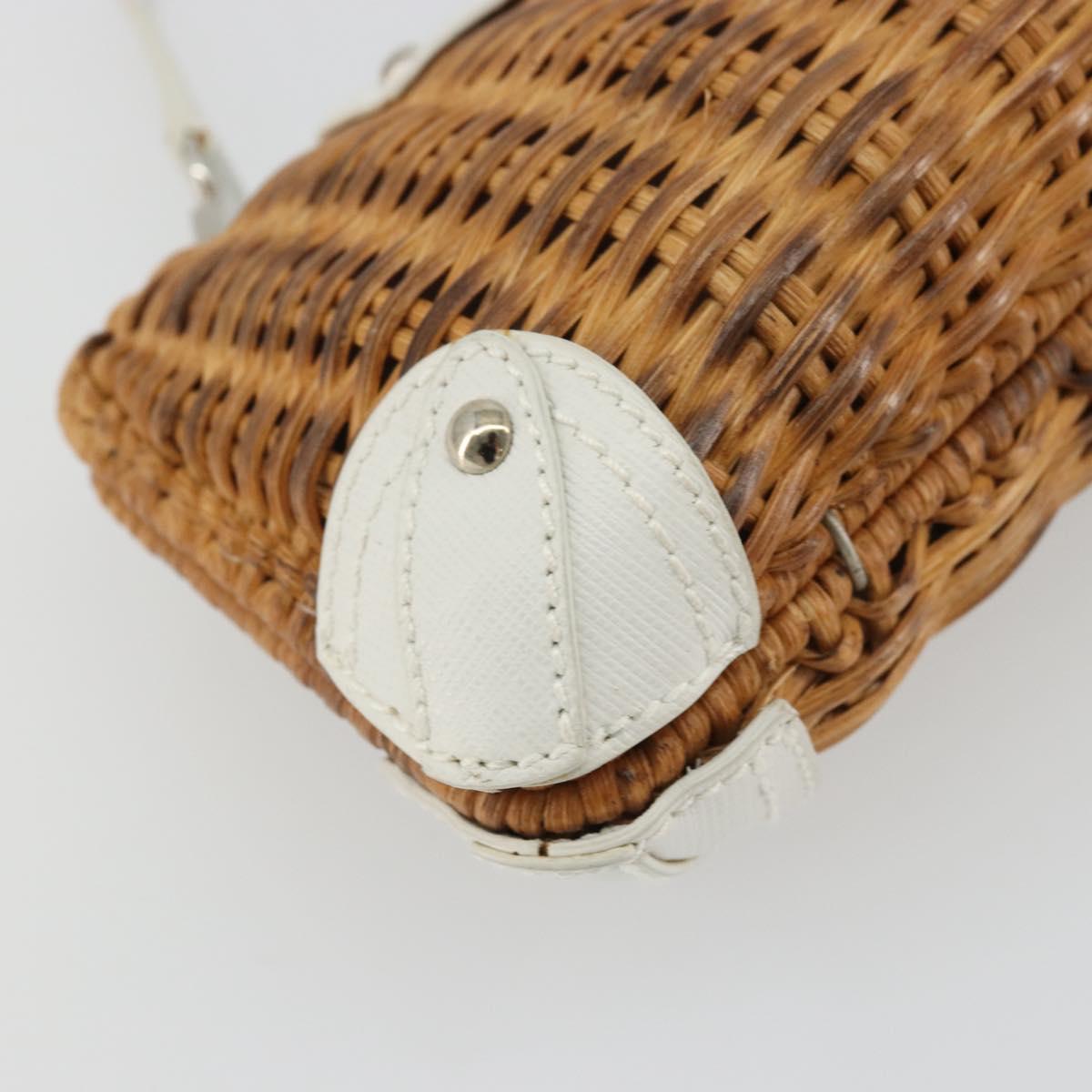 Salvatore Ferragamo Gancini Accessory Pouch Rattan Beige White Auth BAZ704A
