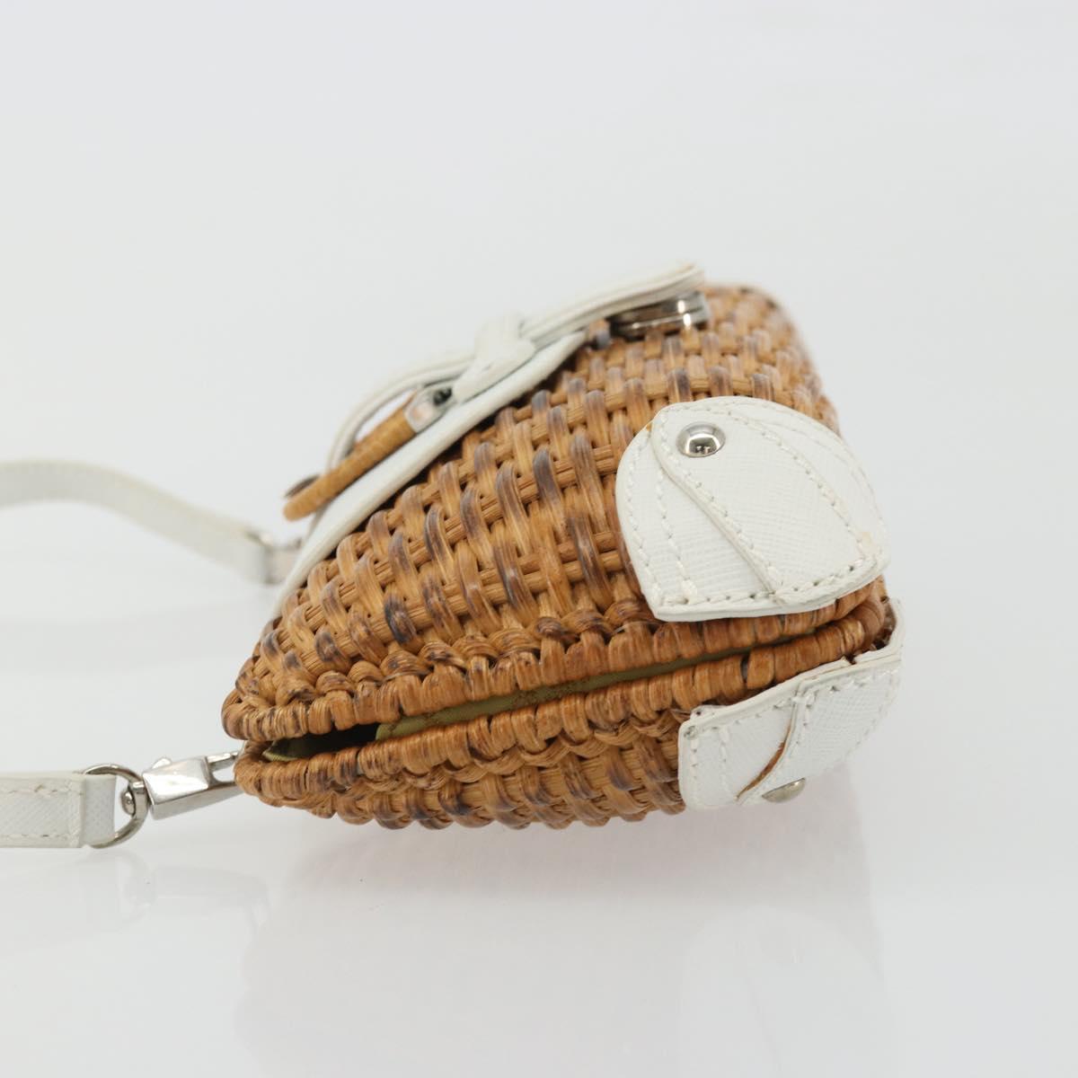 Salvatore Ferragamo Gancini Accessory Pouch Rattan Beige White Auth BAZ704A