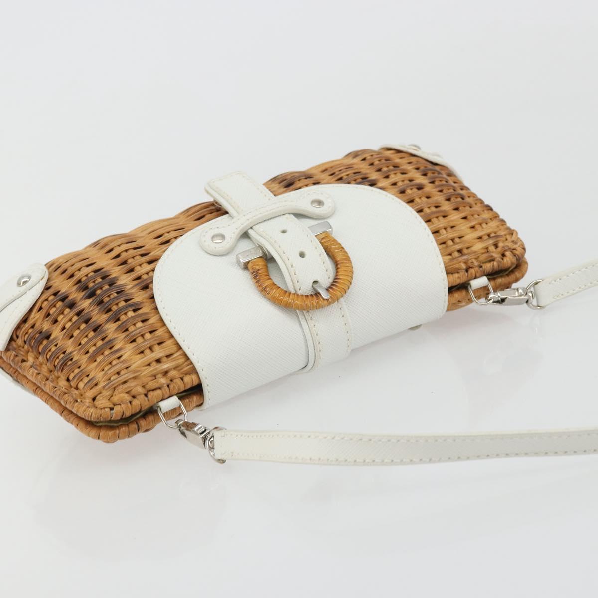 Salvatore Ferragamo Gancini Accessory Pouch Rattan Beige White Auth BAZ704A