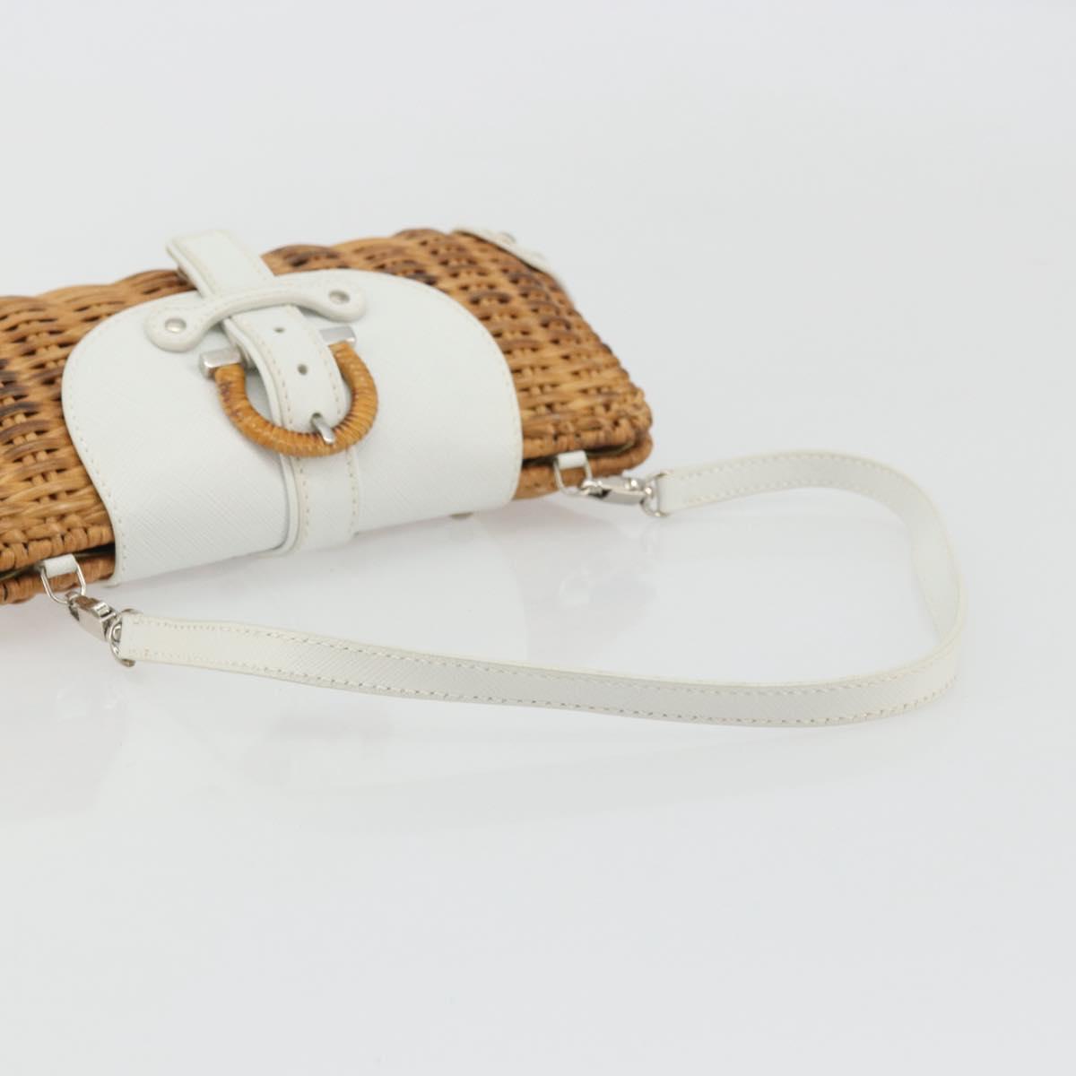 Salvatore Ferragamo Gancini Accessory Pouch Rattan Beige White Auth BAZ704A