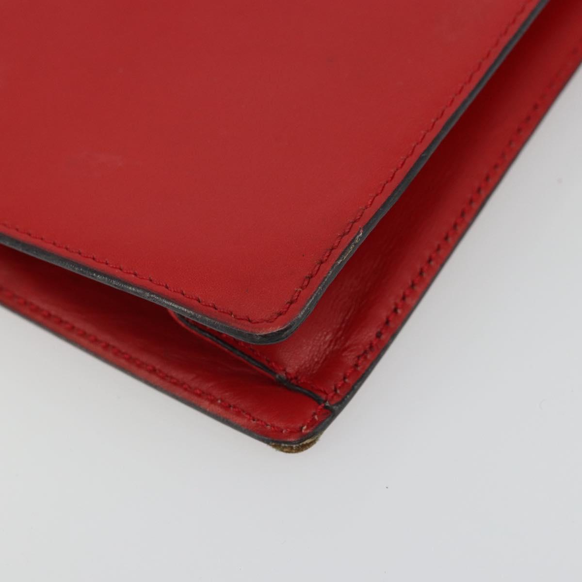 CELINE Medallion Hand Bag Leather Red Gold Auth BAZ711A