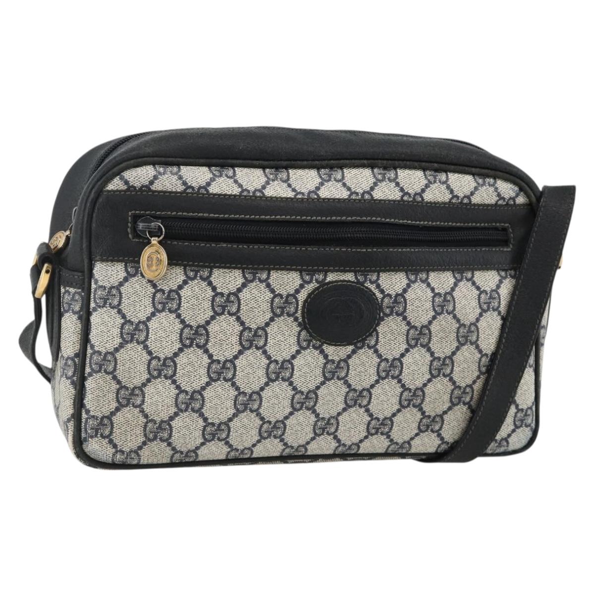 GUCCI GG Supreme Shoulder Bag PVC Navy Gold 001 113 0942 Auth BAZ713