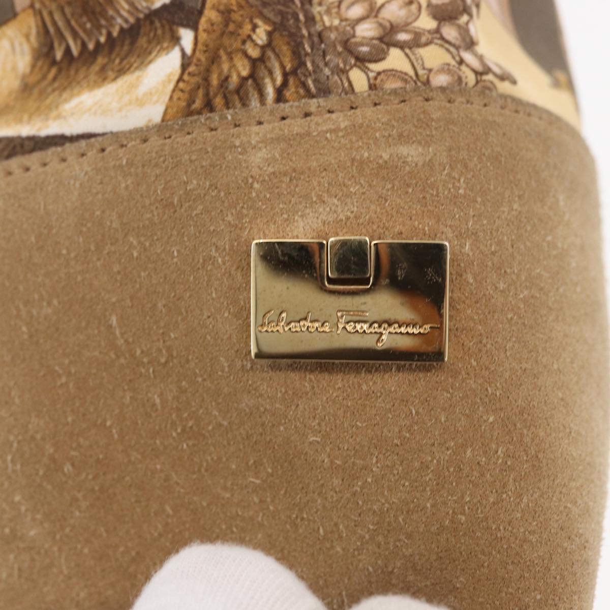 Salvatore Ferragamo Tote Bag Nylon Beige Gold Auth BAZ714A