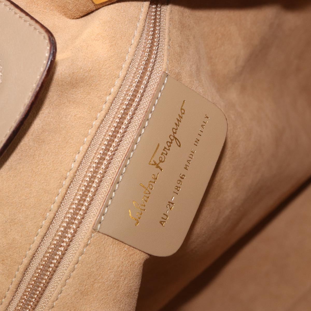 Salvatore Ferragamo Tote Bag Nylon Beige Gold Auth BAZ714A