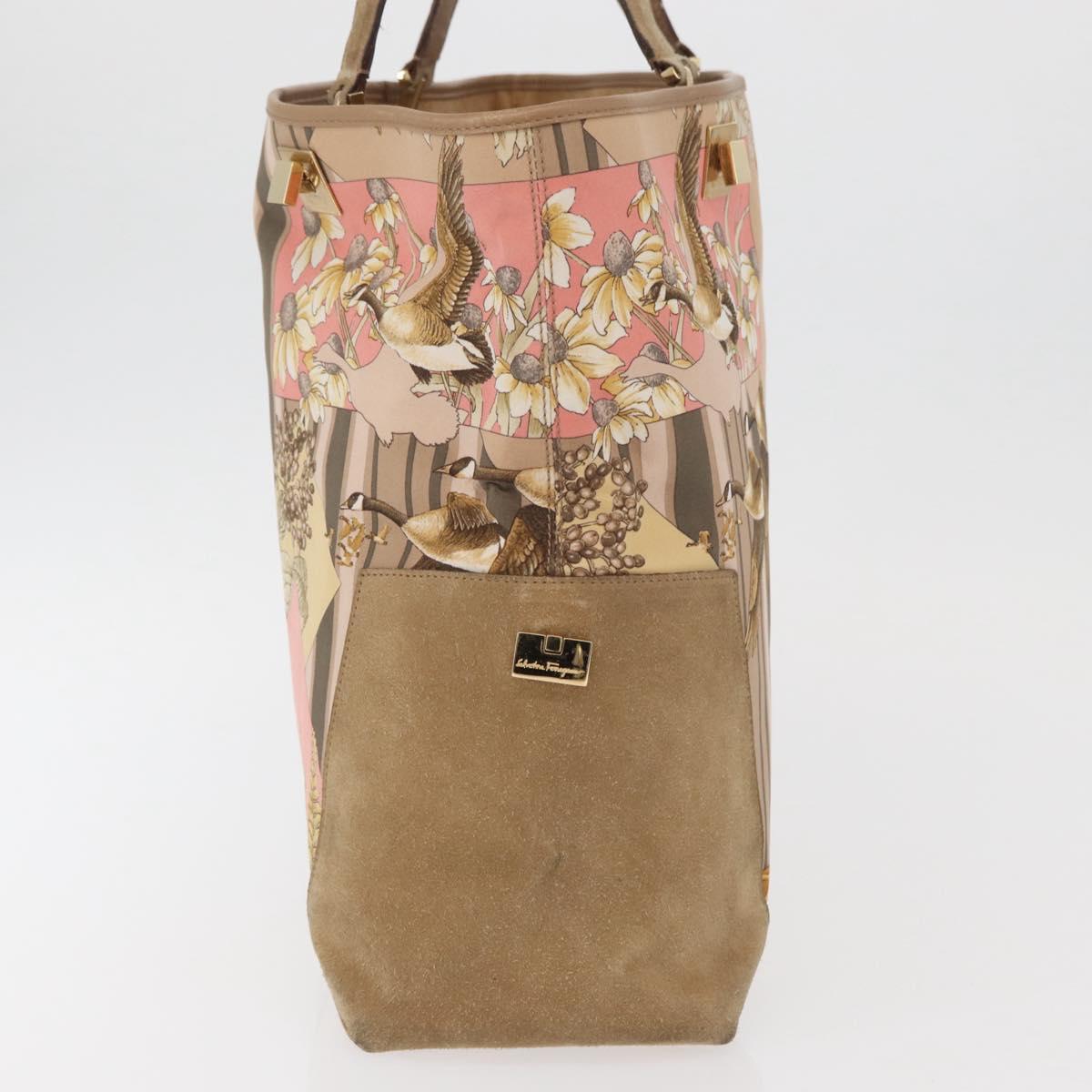 Salvatore Ferragamo Tote Bag Nylon Beige Gold Auth BAZ714A