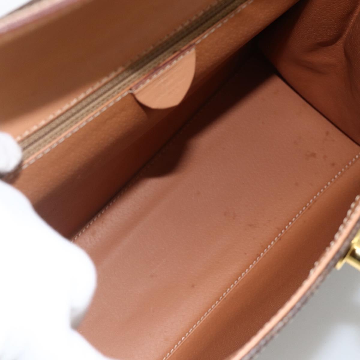 CELINE Macadam Canvas Hand Bag PVC Leather Brown Gold Auth BAZ721A