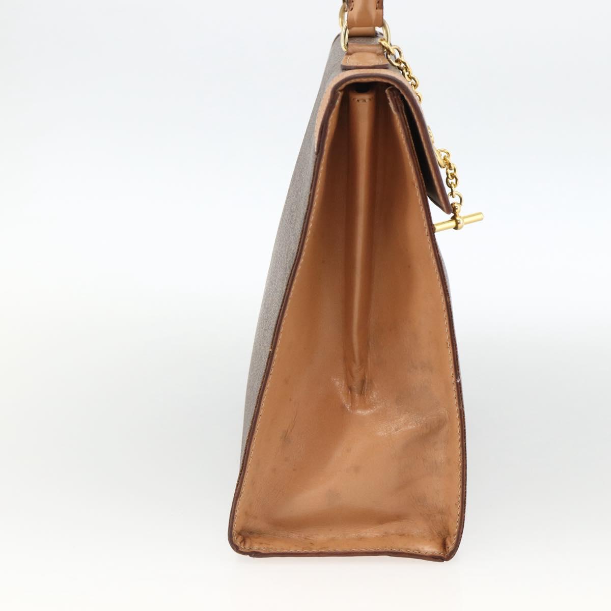 CELINE Macadam Canvas Hand Bag PVC Leather Brown Gold Auth BAZ721A