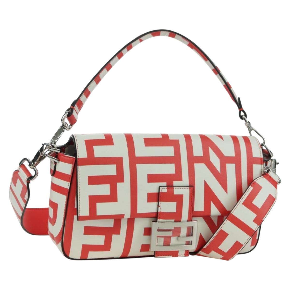 FENDI Marc Jacobs Collaboration Mamma Baguette Leather 2way Red Auth BAZ729SAM