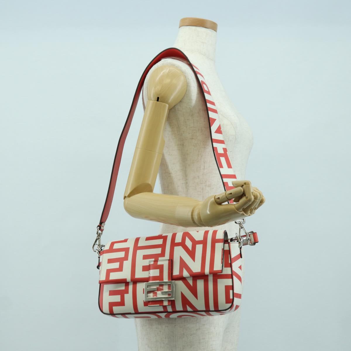 FENDI Marc Jacobs Collaboration Mamma Baguette Leather 2way Red Auth BAZ729SAM