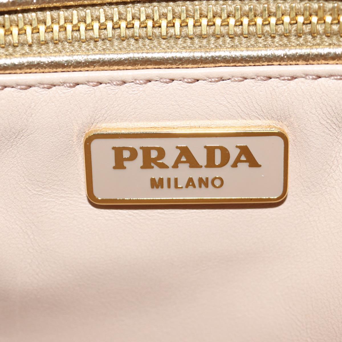 PRADA Shoulder Bag fur Beige Gold Auth BAZ731SM