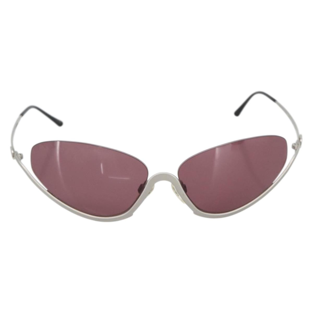 CHANEL COCO Mark Sunglasses metal Silver tone 4004 CC Auth BAZ737