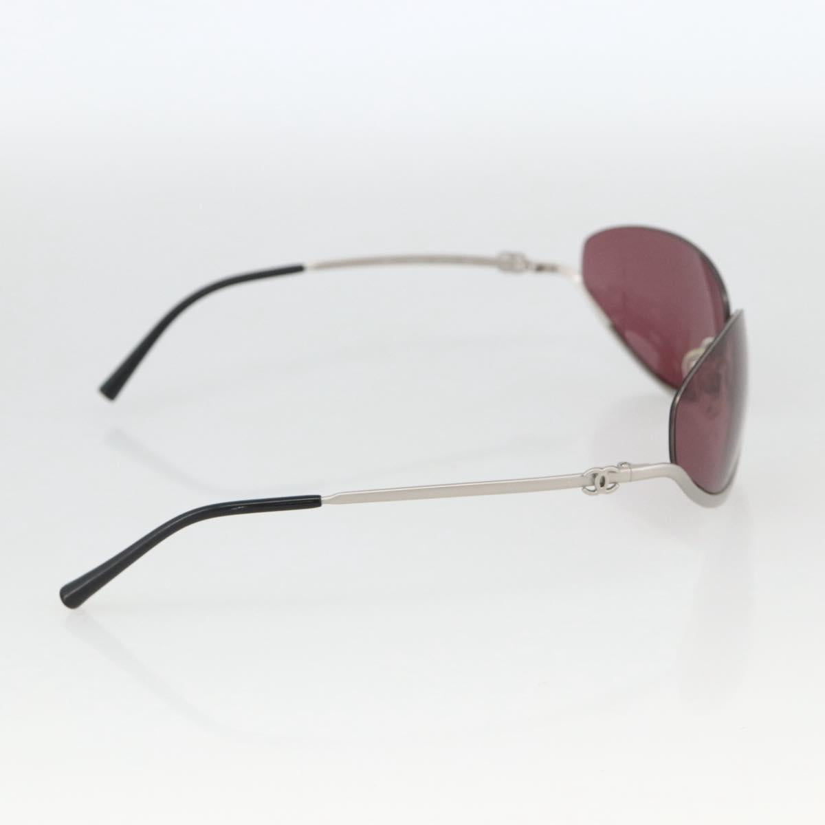 CHANEL COCO Mark Sunglasses metal Silver tone 4004 CC Auth BAZ737