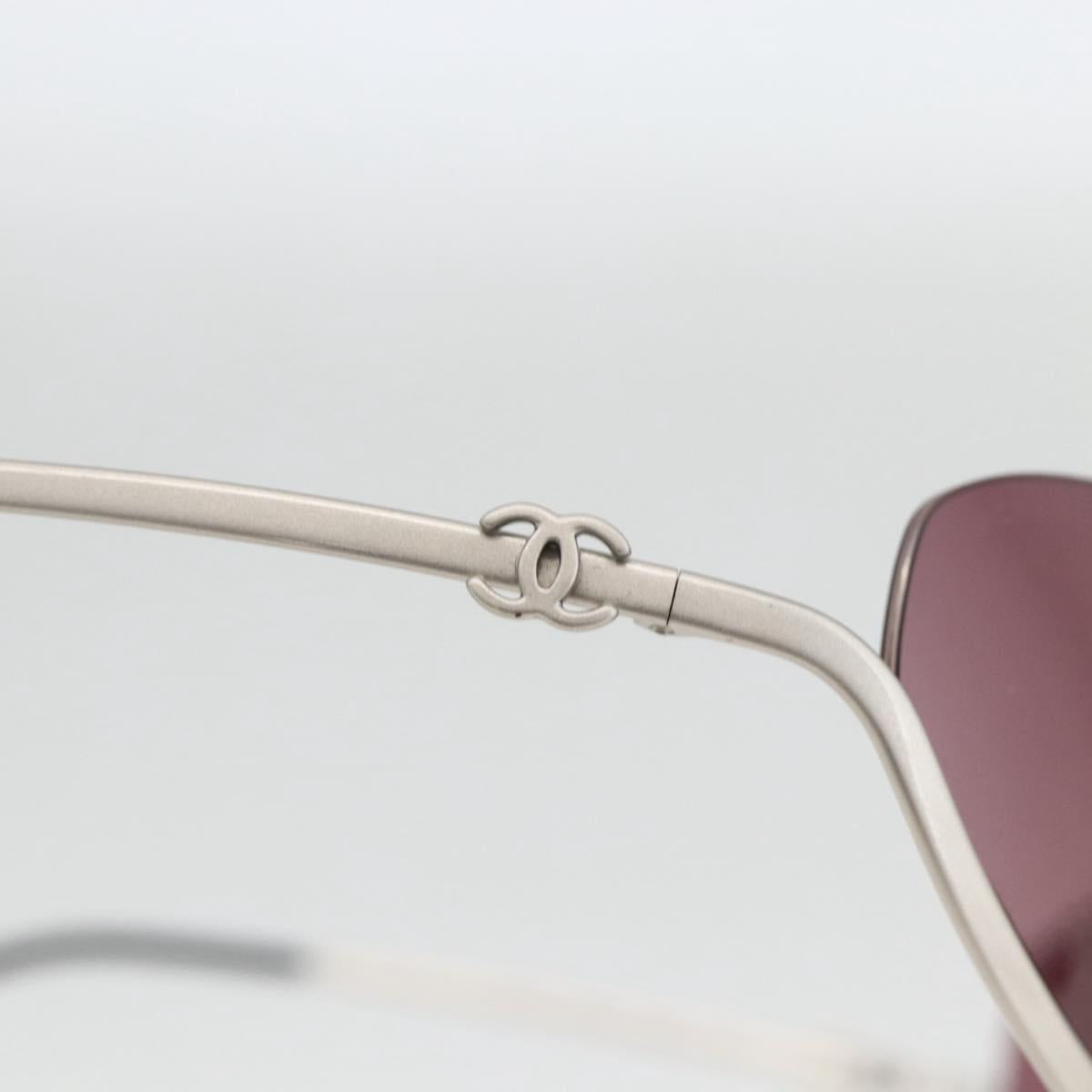 CHANEL COCO Mark Sunglasses metal Silver tone 4004 CC Auth BAZ737